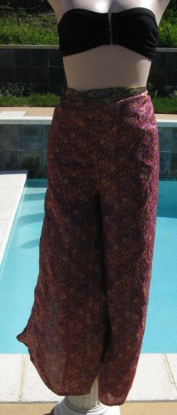 Vintage Reversible Silk Wrap Pants Cover Up